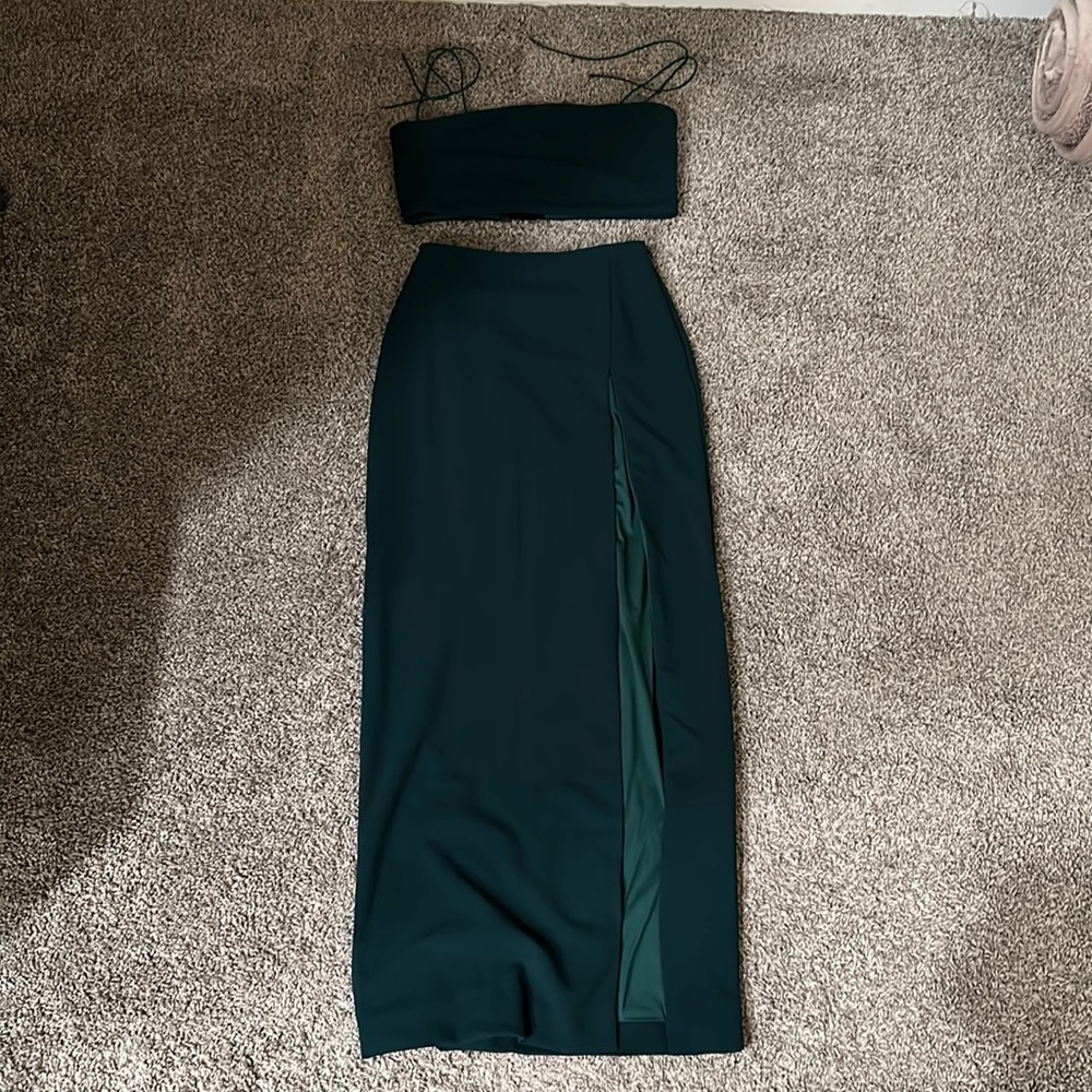 2 piece crop top and skirt set